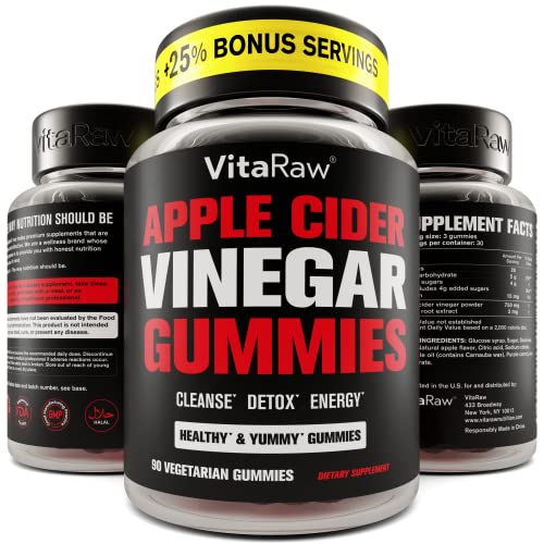 Book Cover Organic Apple Cider Vinegar Gummies with The Mother - Energy Boost Plus Heart, Gut, & Immune Health - Gluten Free, Non GMO, Dairy Free - Raw Probiotic & Prebiotic - Vegan ACV Gummies with Ginger Root