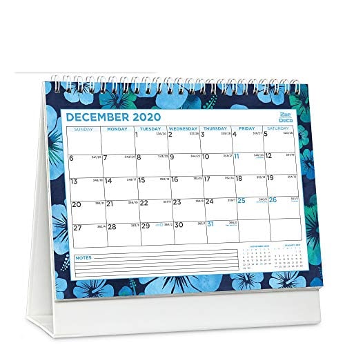Book Cover Zoe Deco 8x6 Inch Standing Desk Calendar + Stickers, 2020 Calendar Year Monthly Tent Style Flip Calendar, Bountiful Art Design
