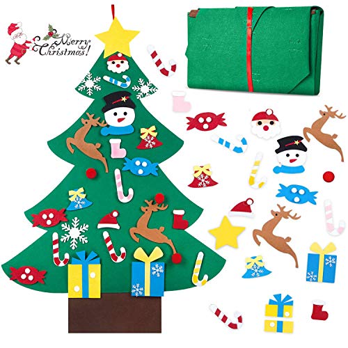 Book Cover HBlife Felt Christmas Tree, 3ft DIY Christmas Decorations Clearance with 26 Pcs Ornaments Wall Decor with Hanging Rope for Kids Xmas Gifts Home Door