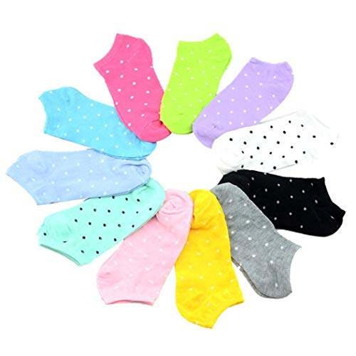 Book Cover Cidere 5 Pairs Women Summer Cotton Polka Dot Love Heart Solid Socks Tights