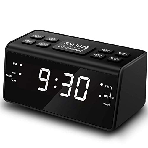 Book Cover Clock Radio, Digital FM Bedside Alarm Clock Radio with USB Charger Port for Bedroom Guestroom or Livingroom