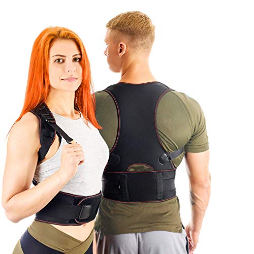 Book Cover VOSMAE Posture Corrector Back Brace for Woman Men - Improve Universal Comfortable Medium Fully Adjustable Spine Corrector - Clavicle Support Improve Bad Posture Shoulder Alignment and Pain Relief (M)