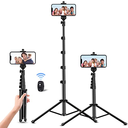Book Cover Phone Tripod Stand Selfie Stick 64 Inch Aluminum Alloy with Wireless Remote Video Record/Photography/Live Streaming Compatible with iPhone 14 13 12 11 pro Xs Max Xr X 8 7 6 Plus, Android Samsung