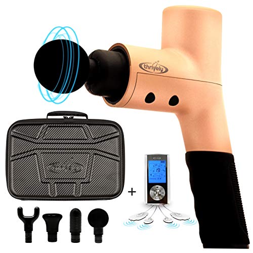 Book Cover Thrively Percussive Massage Gun for Athletes Upgraded Version 2.0 â€“ Premium Muscle Gunâ€“ Deep Tissue Massage Gun for Relaxing Your Muscles â€“ w/ Bonus TENS Unit for Fantastic Pain Relief