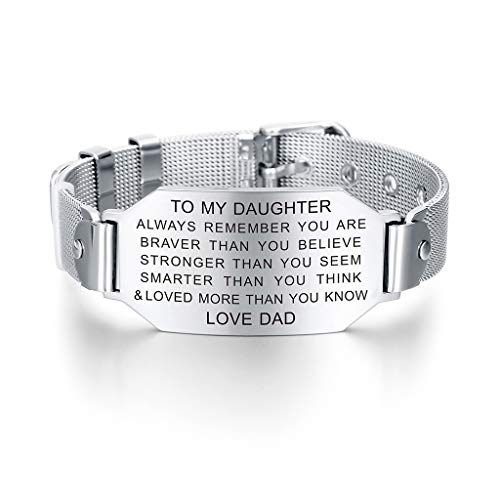 Book Cover FALOGIJE To My Daughter Always Remember You Are Braver Girls Inspirational Bracelet Love Gift from Mom and Dad