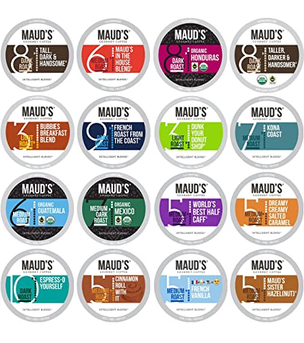 Book Cover Maud's Coffee Lover's Variety Pack (16 Blend Variety Pack), 40ct. Solar Energy Produced Recyclable Single Serve Variety Pack Coffee Pods - 100% Arabica Coffee California Roasted, KCup Compatible