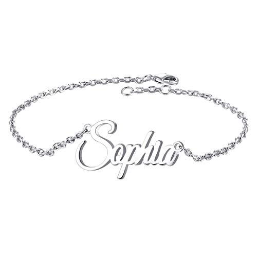 Book Cover Personalized Charm Bracelets for Women Sterling Silver Name Bracelet Anklet Charm for Women Custom Engraved Inspirational Cuff Bangle