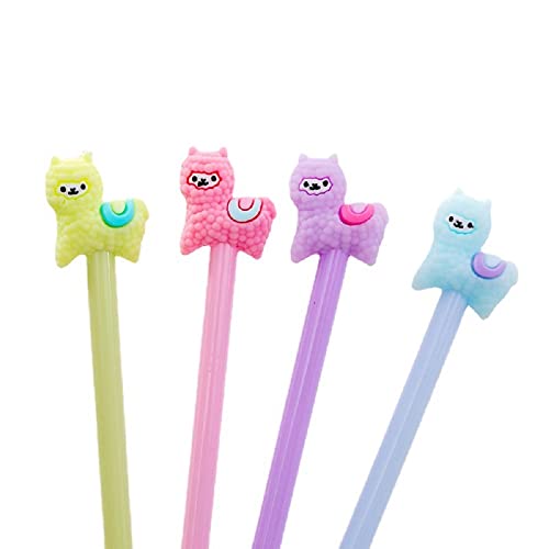 Book Cover Shuiniba Cartoon Animal Sheep Alpaca Llama Gel Pen, Neutral Pens, Cute Colorful Rollerball Pens for School Office Writing Supplies Stationery Gift, Black Ink, 0.38mm Ball Point - 4PCS