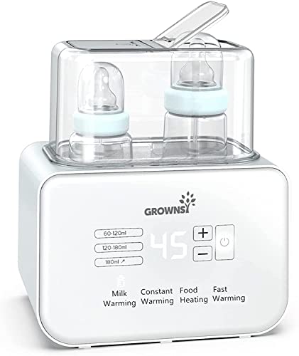 Book Cover Baby Bottle Warmer, Gronwsy 8-in-1 Fast Milk Warmer with Timer Breastmilk or Formula, Fits 2 Bottles, Accurate Temperature Control, with Defrost, Sterili-zing, Keep, Heat Baby Food Jars Function