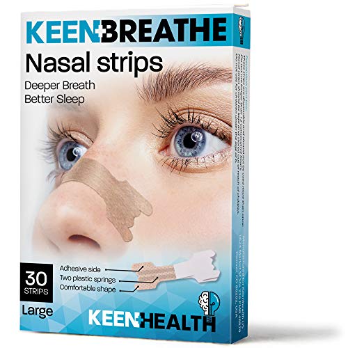 Book Cover Snoring Solution - Nasal Strips to Instantly Relieve Nasal Congestion - 30 Count Anti-Snoring Strips - Scentless Nose Strips - Keenhealth - Deeper Breath Better Sleep - K-NS-356
