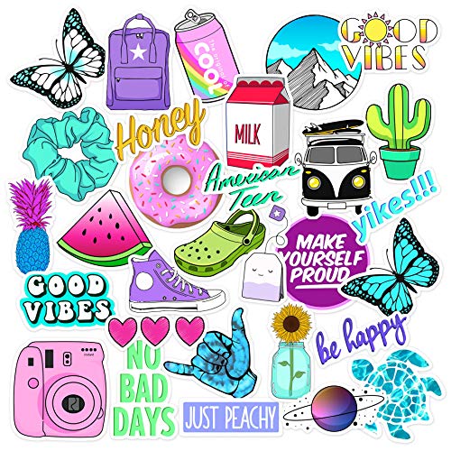 Book Cover VSCO Stickers Big 30-Pack Stickers for Water Bottles,Hydro Flask,Teens. Pura vida Stickers for Teen Girls, hydroflask, Laptop.Waterproof,Extra Durable 100% Vinyl