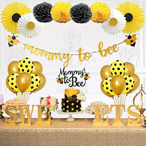 Book Cover Party Inspo Mommy to Bee Baby Shower Decorations Supplies Kit, Bumble Bee Decorations, Banner, Bee Cake Topper, Bee Balloons for Bumblebee Themed Party