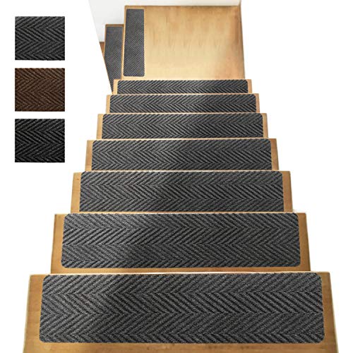 Book Cover Non Slip Stair Treads Carpet Set of 13 - Indoor Outdoor Pet Dog Stair Treads Pads– Crafted PVC fibber Backing for Child Proofing/Elderly Safety - Non-Slip Stairway Carpet Rugs 8” x 32