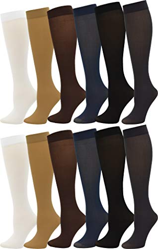Book Cover Winterlace Queen Size Trouser Socks for Women, 6 Pairs Plus Stretchy Opaque Knee High Bulk Dress Sock