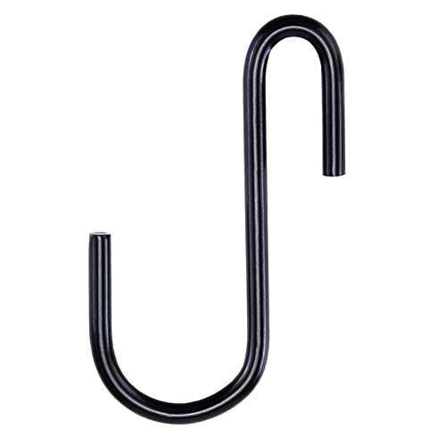 Book Cover Rivexy 20 Small S Hook Pack - Black Coated, S Hooks for Hanging on Heavy Duty Shelving, Garage, Grid Wall, Storage Racks, Bakers Racks & Black Hanging Hooks for Hanging Pot & Pans on Shelf with Hooks