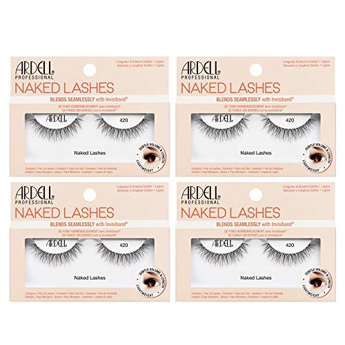 Book Cover Ardell False Lashes, Naked Lashes 420 with Invisiband, 4 pairs