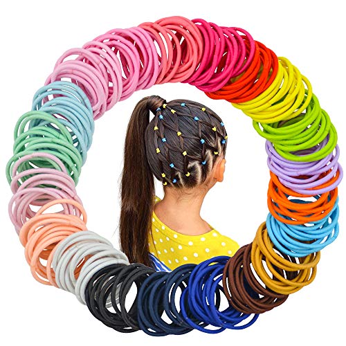 Book Cover 200 Pieces Multicolor Baby Girls Hair Ties Elastic Hair Bands Ponytail Holders Headband Hair Accessories for Baby Girls Infants Toddlers(Diameter 2.5 cm)
