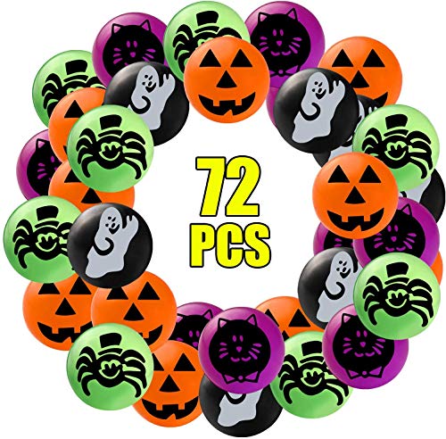 Book Cover Sizonjoy Pack of 72 Assorted Bouncy Balls for Halloween Party Favors,Halloween Bouncing Toys-Perfect Trick or Treat Bags for Kids Party Favors