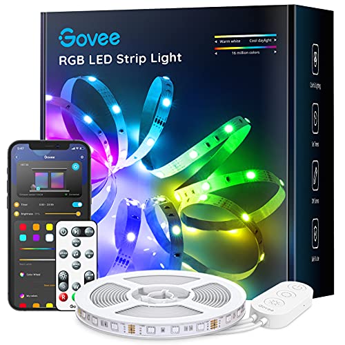 Book Cover Govee 16.4ft Color Changing LED Strip Lights, Bluetooth LED Lights with App Control, Remote, Control Box, 64 Scenes and Music Sync Lights for Bedroom, Room, Kitchen, Party