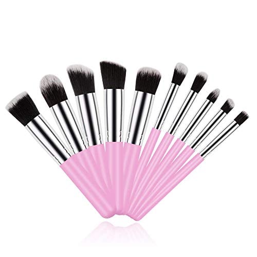 Book Cover Premium Makeup Brush Set, 10PCs Synthetic Foundation Blending Blush Concealer Shader Eyeshadow Face Brushes