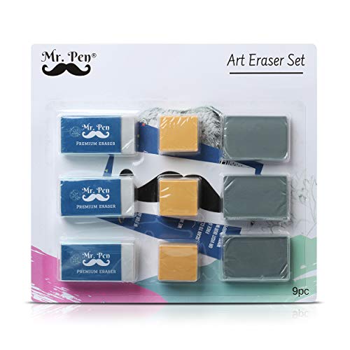 Book Cover Mr. Pen Eraser Set with Kneaded Erasers, Gum Erasers and Pencil Erasers, Pack of 9
