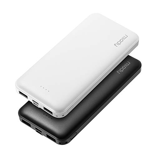 Book Cover 2-Pack Miady 10000mAh Dual USB Portable Charger, Fast Charging Power Bank with USB C Input, Backup Charger for iPhone X, Galaxy S9, Pixel 3 and etc â€¦