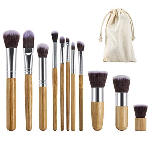 Book Cover 11 Pieces Professional Bamboo Handle Makeup Brushes Professional Makeup Brush Set & 1 bag