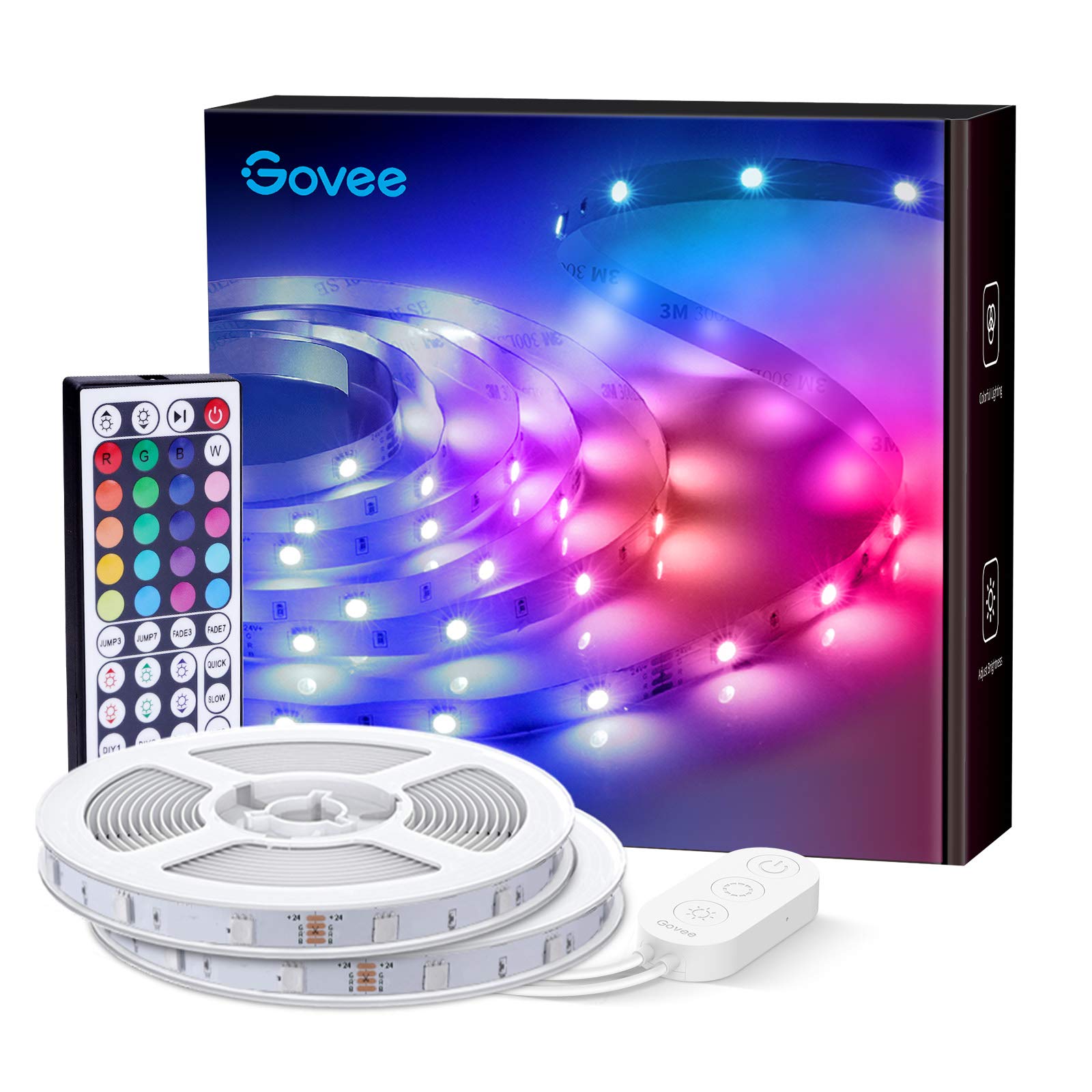Book Cover Govee LED Strip Lights, 65.6ft RGB LED Light Strip with Remote Control, 20 Colors and DIY Mode Color Changing Light, Easy Installation LED Lights for Bedroom, Ceiling, Kitchen, 2 Rolls of 32.8ft