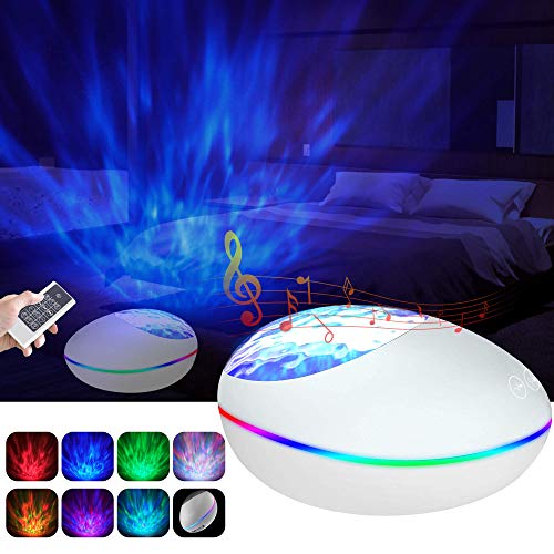Book Cover [Newest] Ocean Wave Projector, Night Light Projector Christmas Kids Gift Bluetooth Sound Machine with Remote Control Timer 12 LED 8 Lighting Modes for Party Decoration Bedroom Living Room