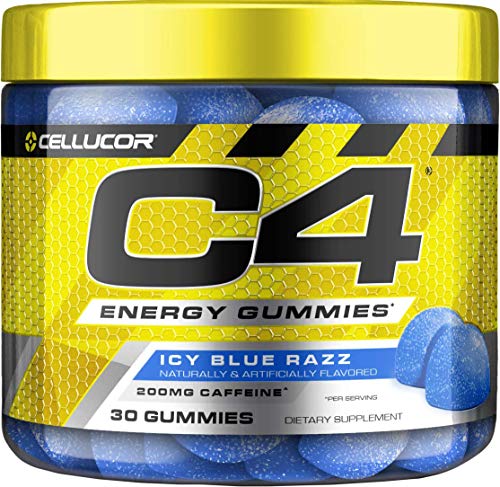 Book Cover Cellucor C4 Gummies, Daily Pre Workout Energy Gummy Chews with 200mg Caffeine, Energy Booster with Beta Alanine & Fast-Acting Carbohydrates, ICY Blue Razz, 30 Gummies