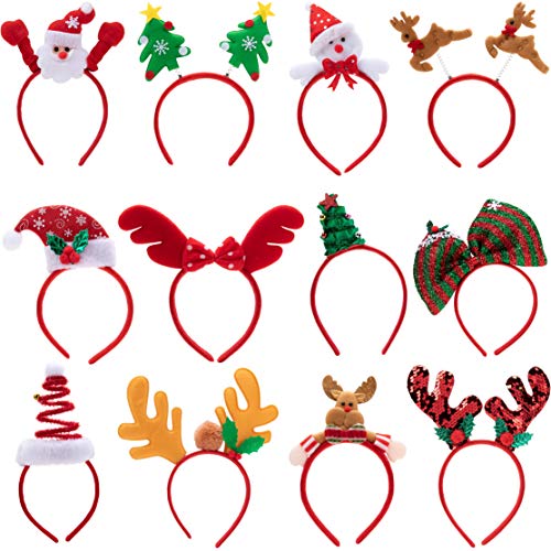 Book Cover JOYIN Pack of 9 Christmas Headbands with Assorted Design for Christmas Party Supplies and Party Favors (One Size Fits All)