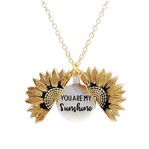 Book Cover You are My Sunshine Engraved Necklace Sunflower Locket Necklace