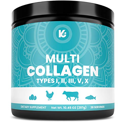 Book Cover Keppi Multi Collagen Protein Powder - 5 Types of Pure Food Sourced Collagen Peptides - Marine, Free Range Chicken and Bovine Bone Broth Peptides