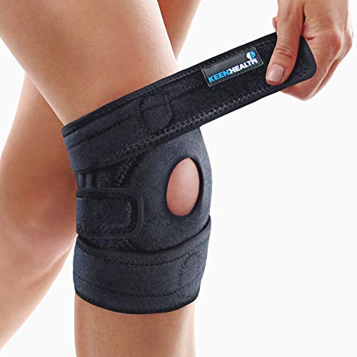 Book Cover Knee Brace - Knee Brace for Men and Women - Knee Support for Injury Recovery and Knee Pain Relief - With Open Patella Design - Adjustable Straps - One Size - Keenhealth K-NB-357