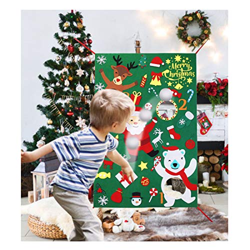 Book Cover Max Fun DIY Christmas Bean Bag Toss Games with 3 Snowballs for Kids Xmas Party Favor (Christmas Toss Game)