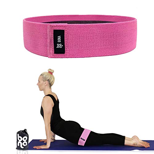 Book Cover Newbona Resistance Bands Non-Slip Fabric Booty Bands Glute Bands for Women with Carrying Bag, Levels of Resistance â€“ Medium