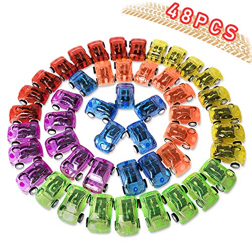 Book Cover HomeMall 48Pcs Pull Back Cars, Pull Back Racing Vehicles Mini Car Toys for Kids Birthday Party Favors Prizes Box Toy Pinata Fillers