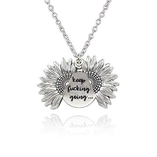 Book Cover Sunshine Keep Fucking Going- Sunflower Necklace Box (Silver)