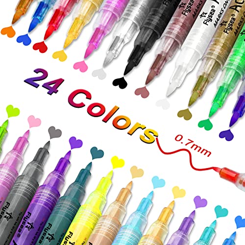 Book Cover esonstyle Acrylic Paint Pens, Paint Markers Extra-fine Tip, 24 Colors Paint Pens for Rock Painting, Wood, Ceramic, Glass, Stone, Fabric & DIY Mug Design