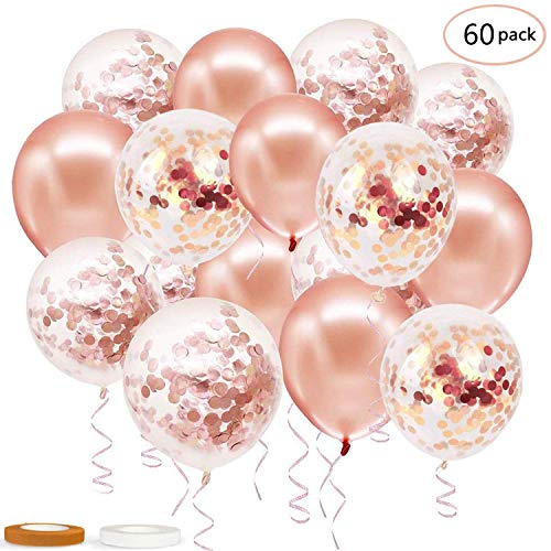 Book Cover Rose Gold Confetti Balloons 60PCS, 12 Inch Latex Party Balloons with Confetti Dots for Birthday WeddingÂ EngagementÂ Baby Shower Graduation Party Supplies Decorations