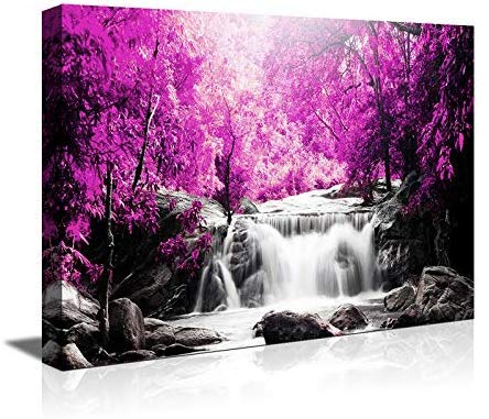 Book Cover Wall Art for Living Room Simple Life Purple Tree Waterfall Landscape Abstract Painting Office Wall Art Decor 12