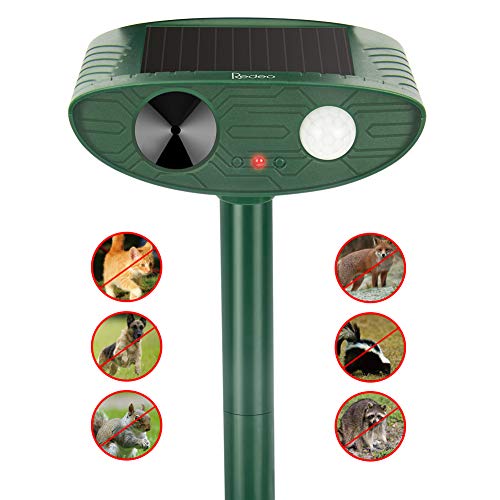 Book Cover Solar Ultrasonic Animal Repeller Waterproof Cat Repellent Rodent Deer Bird Deterrent Scare Cats, Dog