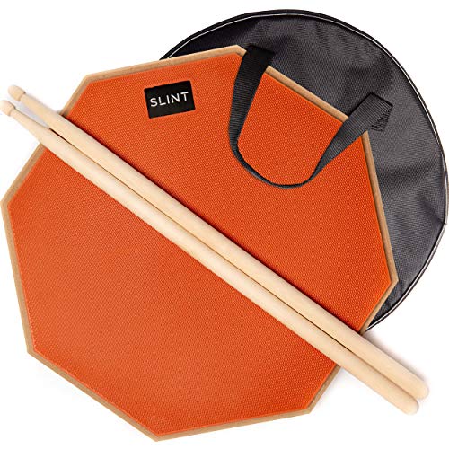 Book Cover Practice Pad Bundle 12 inches - Drum Pad Double Sided with Drumsticks and Carry Bag With Two Different Surfaces for Snare Drum Practice - Silent Drum Double Sided Practice Pad