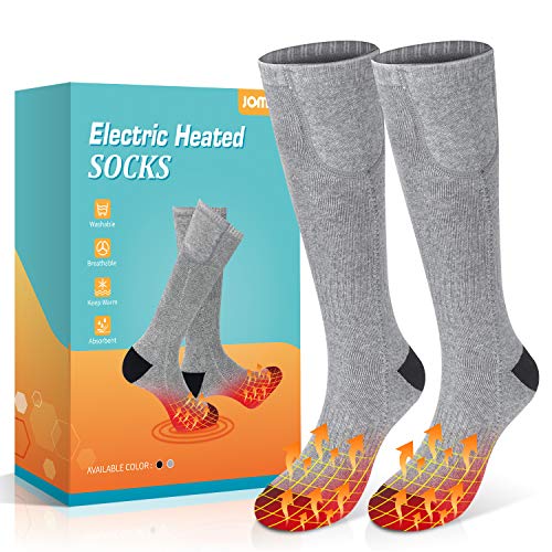 Book Cover Jomst Electric Heated Socks Rechargeable 3.7V 2200mAh Battery Powered, 3 Heating Settings Thermal Sock for Men & Women, Winter Outdoor Sport, Driving Camping Riding Warm Winter Socks (Gray)