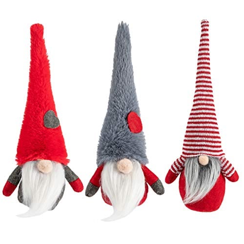 Book Cover ANPHSIN Set of 3 Handmade Swedish Tomte Christmas Gnome Plush- 11 Inch Scandinavian Nordic Nisse Santa Elf Gnome Doll Xmas Home Table Decorations for Holiday Present Ornaments Gifts (3 Styles)