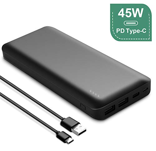 Book Cover Portable Charger 26800mAh Laptop Power Bank With 45W Type-C PD Charger For MacBook Pro/Air, HP Spectre, Dell XPS, Matebook, Pixel 3/3XL, Nintendo Switch, iPad Pro 2018, iPhone 11/Pro/Max, Galaxy, etc