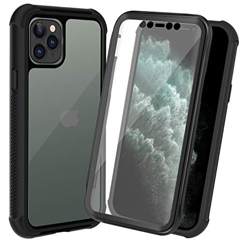 Book Cover AMZGO iPhone 11 Pro Max Case, Clear Full Body Cover with Built-in Screen Protector, Heavy Duty Rugged Bumper Shockproof Compatible With iPhone 11 Pro Max 6.5 inch-Black/Clear