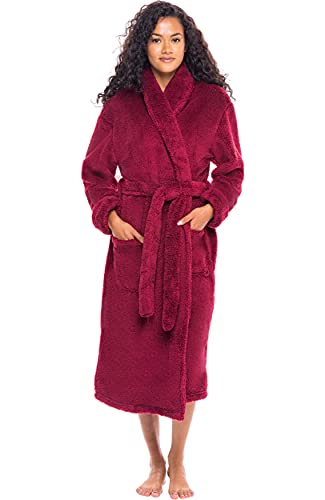 Book Cover Alexander Del Rossa Women's Plush Fleece Winter Robe, Warm Long Hair Shaggy Bathrobe