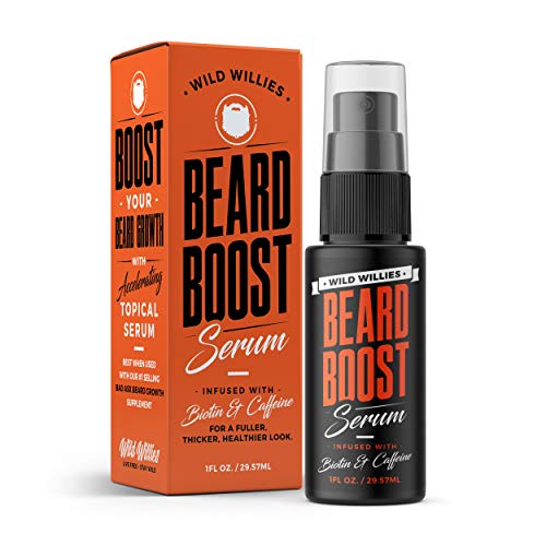 Book Cover Beard Growth Serum with Biotin & Caffeine by Wild Willies - Natural Beard Care for Thicker, Fuller Healthier Beard - Mens Facial Hair Treatment for Grooming - Increases Thickness and Volume