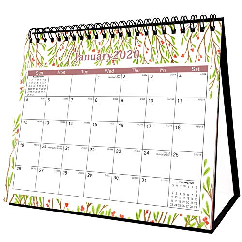 Book Cover Desktop Calendar - Stand Up Desk Calendar 12 Months Desk Calendar with Stand Use Small Desktop Calender from January 2020 Wall Calendar